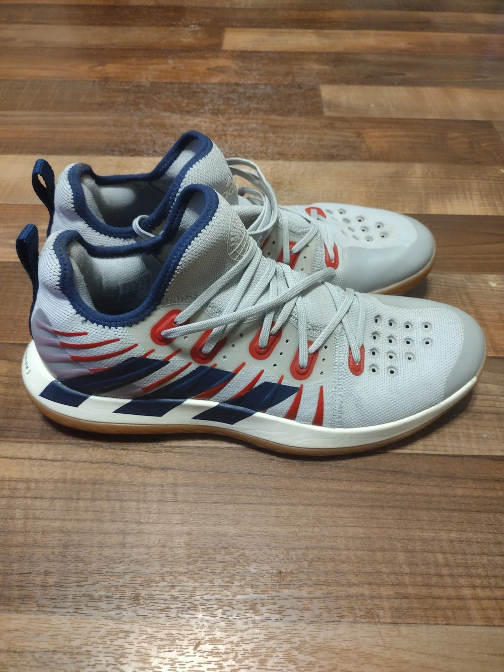 adidas Men's Athletic Shoes Gray with Red Accents and Gum Sole